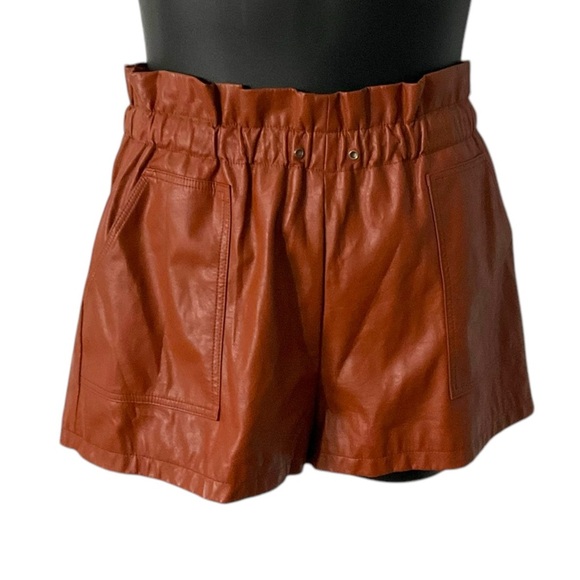 WHITE ROOM & CACTUS Brown Faux Leather Short SZ L Women High Rise Western Boho - Picture 1 of 7